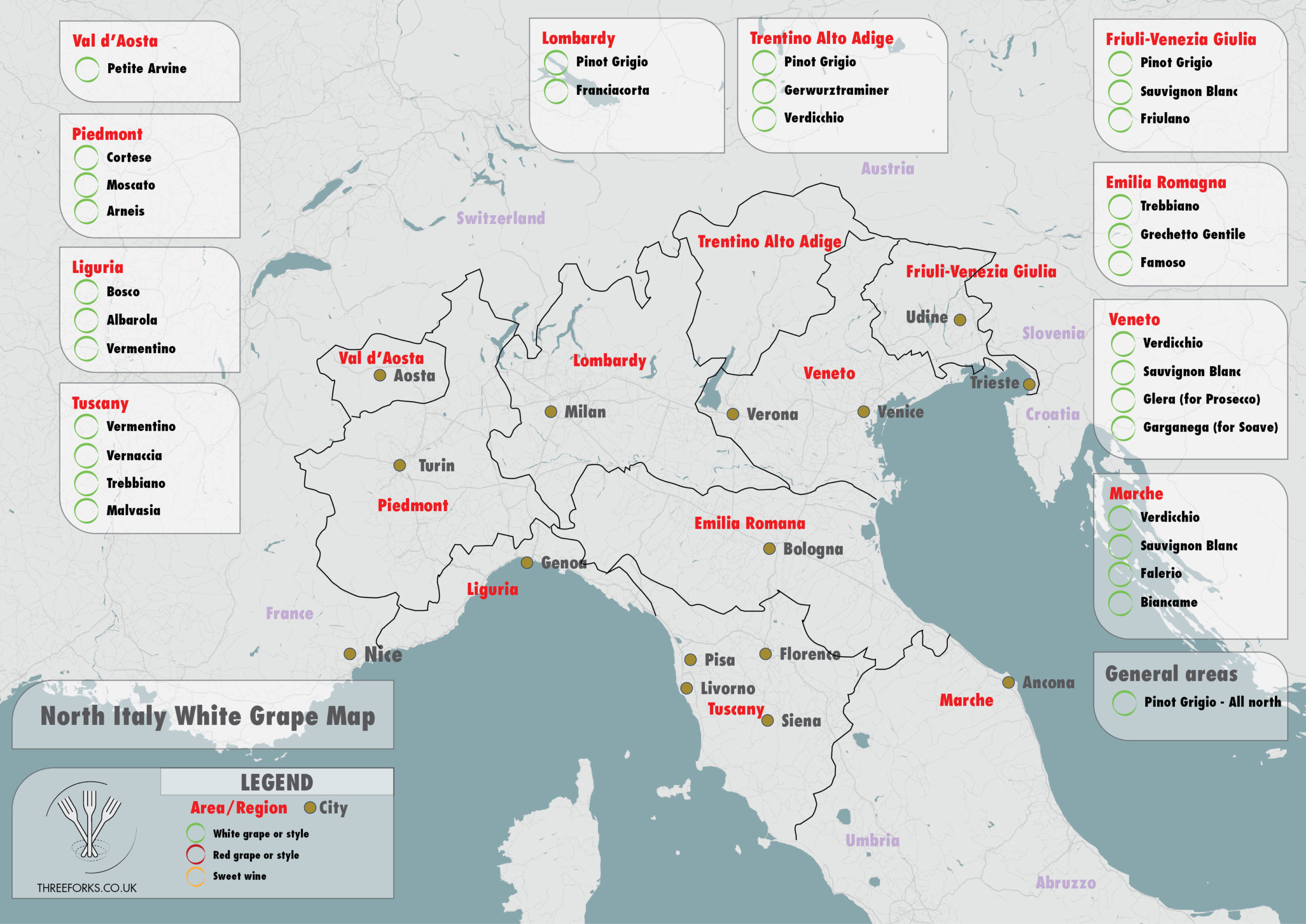 Northern Italy White Wines Including Sparkling Three Forks Collective